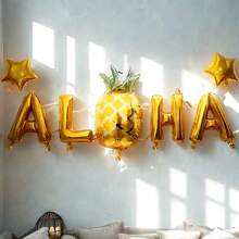 1 Set Hawaii Aloha Ballon Wand Dekorations Set Geburtstag Hochzeit Strand Party Anordnung Tropisches "ALOHA" Ballon Kombination Wasserfest langanhaltend Festival Dekorative Windbälle