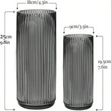 Hanaomaoyi Flower Vase 9.8 Inch Grey Thickened Glass Vase For  Flowers,Bookshelf,Dinner Table,Office Desktop,Meeting Room,Bathroom,Countertop,Home Christmas Day Decoration - 灰色的 - 查看 9