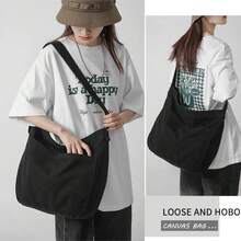 Bolsa de lona informal para mujeres y hombres, bolso mensajero tipo hobo para viaje y trabajo - 1-gris claro - Ver 12