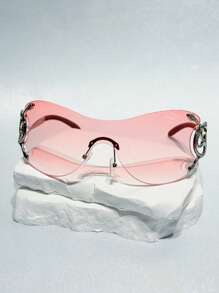 1 Set Damen Y2K Stil integrierte Linsen Modebrille mit silberner Schlangen Dekoration, modische Brille für Outdoor, Radfahren, Strand, Party, Reisen Preppy Stil für Schulanfang Wickelform Tempel Dekoration
