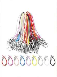 50/100 piezas Cordón con anillo para teléfono tipo lariat para teléfonos móviles, anillo partido plateado para correa de teléfono celular, cuerda para DIY de accesorios para teléfono, unidad USB, llavero - Multicolor - Ver 6