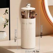 Adjustable Makeup Brush Holder Cup, Dustproof Vanity Table Top Press Makeup Brushes And Cosmetics Organizer