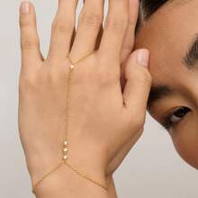 TUANZISP 1pc Adjustable Copper Plated Finger Chain Bracelet, Decorated With Faux Pearl And Cubic Zirconia, Elegant Style Suitable For Daily Wear, Fashionable And Luxury Women Jewelry Gift For Birthday, Valentine's Day