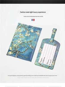 1 Set Map Print Anti-Lost Luggage Tag & Passport Holder, Printed PU Travel Essentials, Travel Organizer, Travel Wallet, Passport Cover, Beach Holiday, Summer Christmas Vacation Travel Accessories Vacation Back To School Women Mini Travel Products