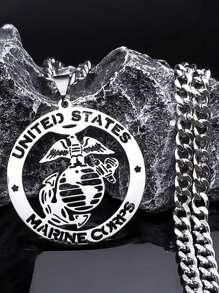 USA Medaillon Halskette aus Cut Out rostfreiem Stahl mit US-Armee Signatur Anhänger