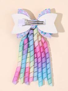 2pcs Colorful Shiny Korker Hair Clips, Suitable For Girls, Ombre Rainbow Color Hair Clips, Multi-Tail Design, Satin Alligator Clips, Shiny Teenage Hair Accessories, Gift For Girls - Multicolor - View 3