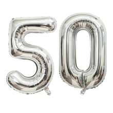 2pcs Large 40inch Silver Digital Aluminum Film Balloons, Big Number 0-9 Balloon, Birthday Party Anniversary Wedding Decorations - Silver - View 9