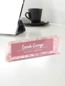 Personalized Office Desk Nameplate, Floral & Nature Design, Transparent Acrylic Material, Customized Office Decor Nameplate, Personalized Gift, Customized Office Desk Acrylic Nameplate With Name And Position, Acrylic Name Plate, Graduation Gift, Back To School Supplies