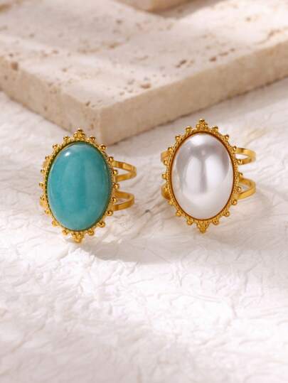 1 Stück vintage ovaler offener Ring für Frauen in Goldfarbe, Ring 2025 neues modisches Hochzeits-Paar-Schmuckgeschenk