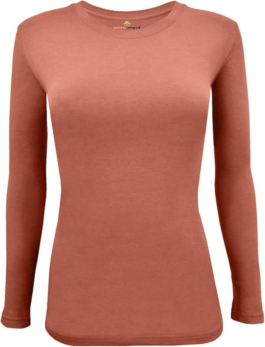 Women's Under Scrub Tee Crew Neck Long Sleeve-Shirt - 銅 - 查看 1