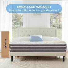 Colchón Viscoelástico 140x190 cm, Firmeza H3, 9 Zonas Muelles Ensacados, Lujo, Antiácaros, Hipoalergénico, Altura 30cm - Café integral - Ver 7