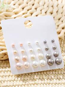 TopHanqi 72/36/12/6 Pairs Minimalist Elegant Faux Pearl Stud Earrings, Suitable For Women's Daily Wear, Commuting, Gathering, Dating, Gift, All Season