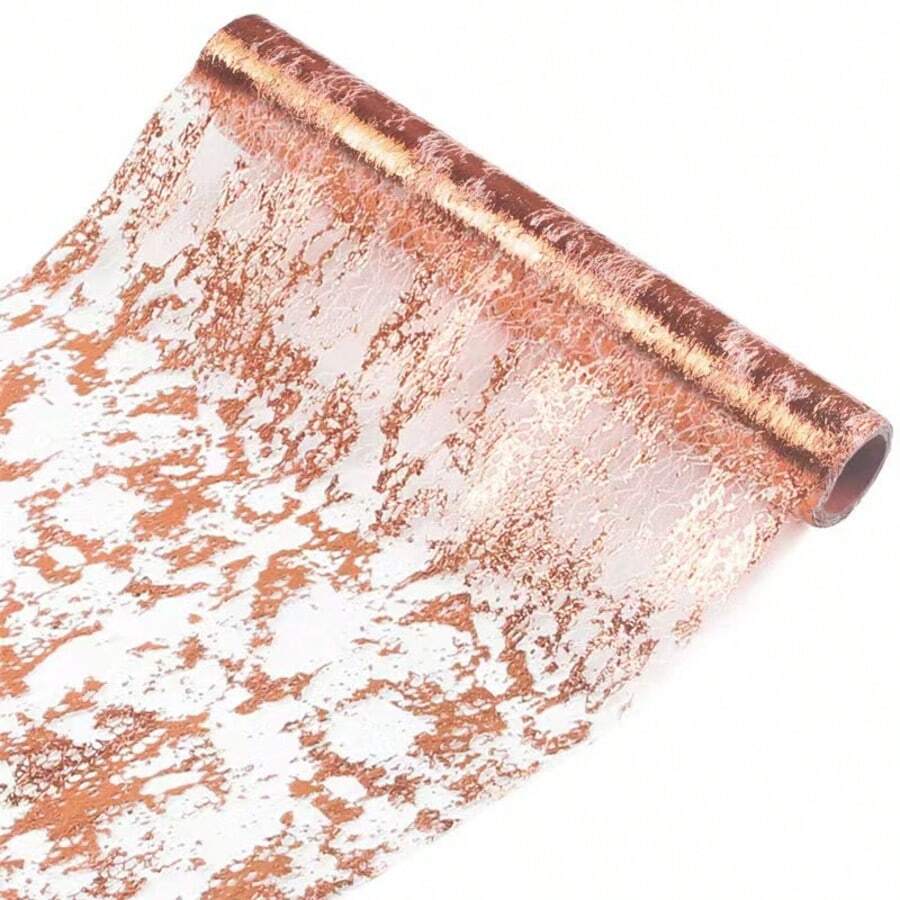 1pc 11x108 Inch Rose Gold Foil Table Runner, Birthday Wedding Party Banquet Table Decor, Placemats Tableware Decorations, Rose Gold Wedding Table Cloth Gift, Sequin Mesh Table Runner