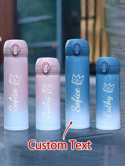 1pc Customized Stainless Steel Water Bottle, Personalized Water Bottle, 350/450ml Customized Name Insulated Cup, Personalized Stainless Steel Water Bottle, Custom Name Insulated Leak-Proof Stainless Steel Cup, Stainless Steel Bottle, Back To School, Back To School Gift, Water Bottle For Party, Travel, School, Ideal Gift For Birthday, Graduation, Boys, Girls, Teenagers,Halloween Edit