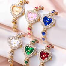 SOKI SOKI Nuevo reloj de mujer con diamantes de imitación Elegante moda lleno de diamantes de imitación-calcedonia Reloj de cuarzo para mujer Pulsera Reloj perfecto para todas las ocasiones como un regalo de joyería para madres y novias, perfecto para todas las vacaciones