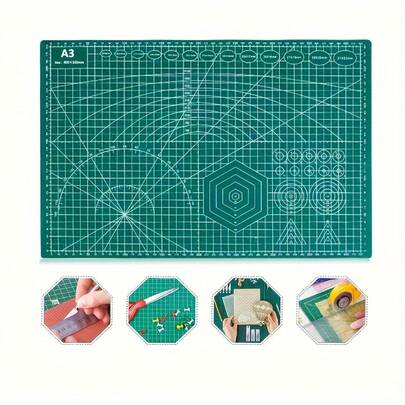 1pc A3 Size 18"X12" Anti-Slip Self-Healing Cutting Mat Art Board Made Of PVC Leatherette School Supplies,Back To School