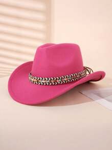 1 pieza Sombrero Trilby de unicolor para niños, Sombrero de vaquero estilo occidental para niñas, Adecuado para fiestas, reuniones y salidas