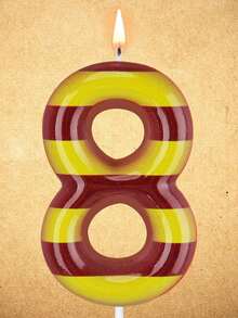 Brown & Yellow Striped Numeric 0-9 Magic Theme Birthday Anniversary Party Cake Decorative Candles - Multicolor - View 2