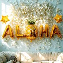 1 Set Hawaii Aloha Ballon Wand Dekorations Set Geburtstag Hochzeit Strand Party Anordnung Tropisches "ALOHA" Ballon Kombination Wasserfest langanhaltend Festival Dekorative Windbälle