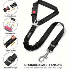 Adjustable Two-In-One Pet Car Seat Belt, Retractable Elastic Reflective Dog Leash, Seat Belt Made Of Durable Polyester Fiber, Washable By Hand, With Safety Buckle And Elastic Elastic Buffer, Which Is Very Suitable For Safe Travel With Dogs.