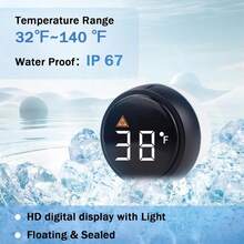 Cold Plunge Thermometer, Waterproof Thermometer For Ice Bath, IP67, Multifunction Floating Pool Thermometer, Accessories For Ice Bath &Amp; Cold Plunge - Black - View 3