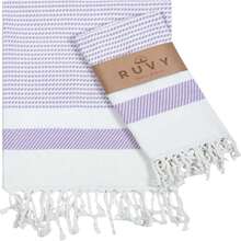 Ruvy Home Basics 土耳其浴室手巾 4 件套 | 18"X40"，棉质 | 装饰毛巾，适用于浴室、厨房、洗碗布、茶、瑜伽、洗脸、健身房 - 薰衣草色，适合美容院家居浴室 - 薰衣草 - 查看 1