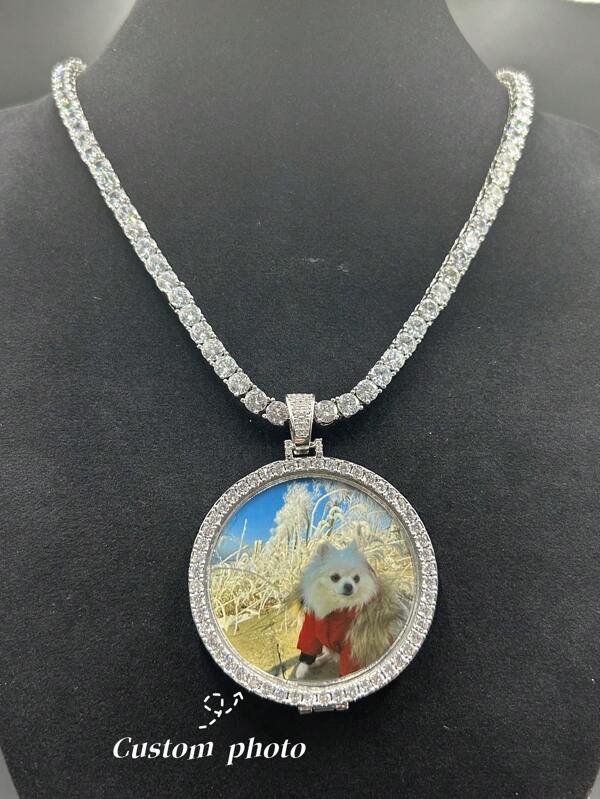 Customized Men's Hip Hop DIY Photo Frame Cubic Zirconia Necklace, Sparkling Accessory,Junior High School Students,Middle School Students,High School Senior High School Students,College Students,University Students,Freshman,Sophomore,Underclassmen,Black,Silver,Gold,Stylish,Colorful,Vintage,Simple,Unisex,Casual,Cuties,Custom,Personalized,Unique,Ideal Gifts For Him,Ideal Gifts For Her,Her,Boyfriend,Girlfriend,Dad,Mom,Family,Friends,For Anniversaries,For Birthdays,For Graduation,For Prom,For Party