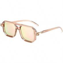 028 Montura champán y lentes rosa espejo