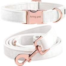 Local Delivery-ARING PET Velvet Dog Collar And Leash Set, Soft Purple Dog Collar And Leash, Adjustable Collars For Dogs - White - View 1