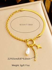 1 Stück modisches Herz geometrisches Quastendekor Anhänger Schlangenknochen Kette Armband, geeignet für täglichen Gebrauch von Frauen