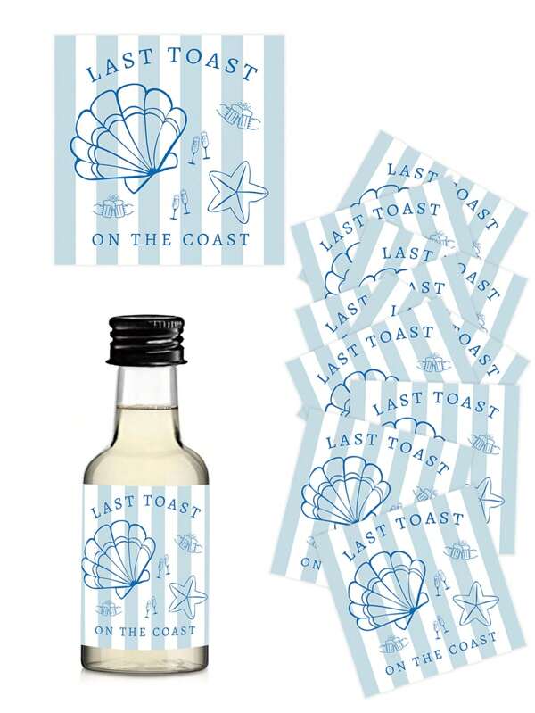 Last Toast On The Coast Bachelorette Liquor Labels Coastal Bachelorette Party Favors - Beach Bach Gift Bag Idea - Coastal Granny Bachelorette Stickers Summer Birthday Gifts Wedding Back To School School Supplies Room Decor