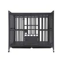 Heavy Duty Dog Crate, Free Standing Large Dog Cage, Dog Cage With Wheels, For Homes, Apartments,Pet Hospitals, Pet Stores - 黑色 - 查看 7