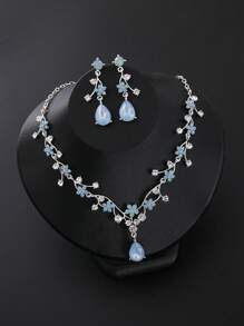 3 pièces/set Ensemble vintage prune avec boucles d'oreilles et collier en strass violet, convient pour les mariées, les demoiselles d'honneur, les dîners de mariage, les soirées et les tenues de soirée