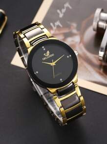 Set de 2 relojes de pulsera de cuarzo metálicos para parejas, con correa de acero, producto del Día de San Valentín