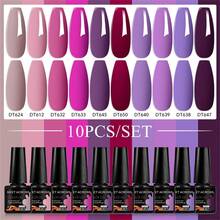 MEET ACROSS 10pcs 7.3ml Hot Pink Red Gel Nail Polish Set , Long Lasting, Lead-Free, Shine Finish, Glitter Semi Permanent Soak Off UV Gel Varnish For Summer Nails, DIY Nail Art Design All For Decoration, Manicure Painting Gel Vernis Kits For Salon And Home Nail Supplies - 彩色 - 查看 18