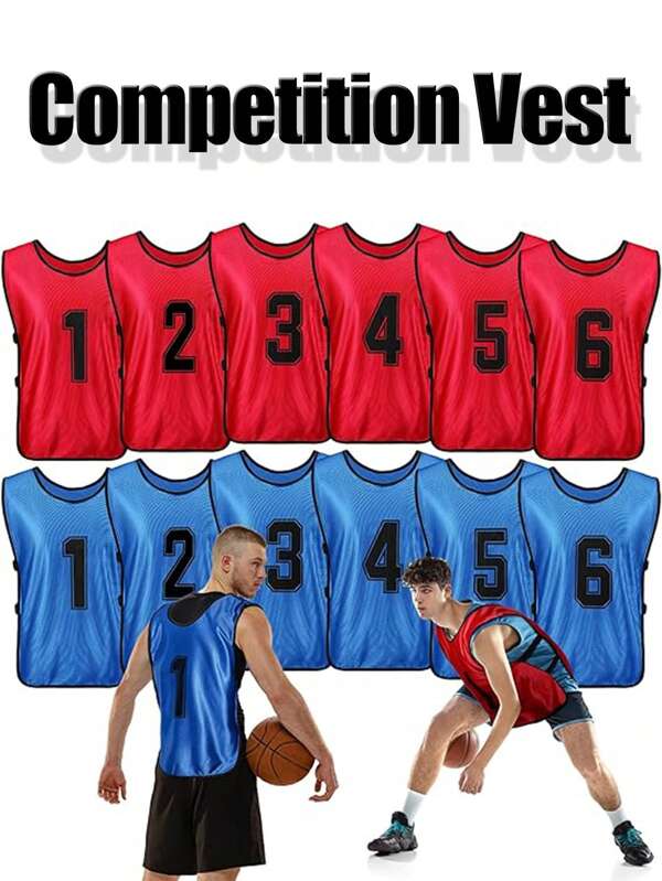 6Pcs Scrimmage Team Vests Training Sports Jerseys -Digital Number Design,Premium Athletic Training Jersey - Team Uniform For Group Confrontation,Soccer Bibs, Scrimmage Training Vest,Team Practice Soccer Vests For Basketball, Football, Baseball - Durable, Lightweight, Quick-Dry Training Bibs For Sports Teams And Clubs Team Building And Promotion Activities,Basketball/Football Training Jersey Numbered Vest