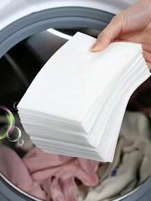 50/100 片洗衣吸色纸、纸质洗衣液、防染色衣物片、防混合吸色洗涤配件旅行洗衣液、洗衣皂、无液洗衣片、适用于大学、露营、自助洗衣店、HE 机器、手洗、日常白色便携式家庭清洁用品 - 彩色 - 查看 2