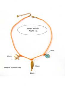 Colar de corda de amianto natural estilo oceano com pingente de peixe pequeno de aço inoxidável, requintado, feito à mão, moderno, com design de nicho, elegante e item decorativo de alta qualidade para mulheres