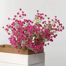108 cabezas 63cm flores artificiales de aliento de bebé gypsophila de plástico ramos florales DIY para decoración de bodas, fiestas y hogar hechas a mano - Rosa - Ver 3