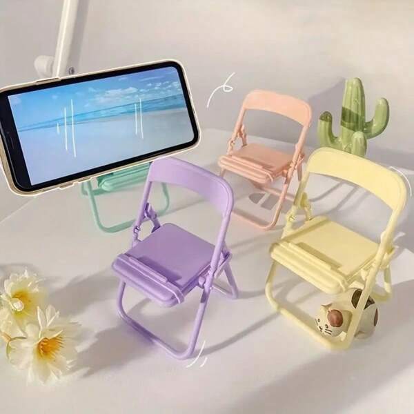 Petit support de téléphone en forme de chaise, mignon ornement de bureau, tabouret, mini-support, support de téléphone dramatique paresseux, support de téléphone pliable