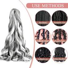 8 Packs French Curly Braiding Hair For Box Braids 24Inch Pre Stretched Loose Wavy  Bouncy Braiding Hair Extensions 75g/Pack Synthetic French Curl Crochet Hair Braids Extensions For Women Daily Holidays Party And Cosplay Braided Hair - Mix-grey - 查看 5