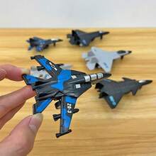 6pcs Fighter Model, Aviation Aircraft Combination Toy, Children's Inertial Taxi, Home Decoration, Display, Collection, Decoration - Red Launcher + 6pcs Fighters - View 9
