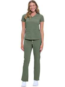 ¡Recomendado¡Uniformes Naturales para Mujer, Conjunto de Uniforme Médico Cargo Elástico y Fresco con 11 Bolsillos, Tallas Regulares y Pequeñas¡Producto de Temporada - Azul Marino (Azul marino verdadero) - Ver 4