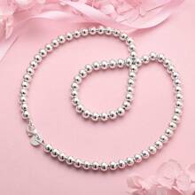 1 pieza Collar de cadena de cuentas de plata de ley 925 pulida de 40-75 cm, accesorios de joyería para mujer, regalo de boda, fiesta