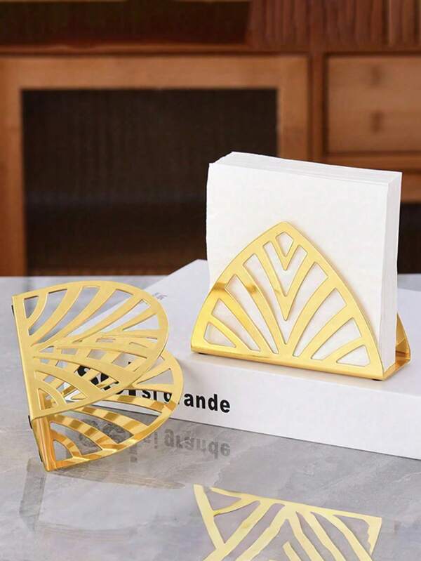Elegante soporte metálico dorado para servilletas - Diseño triangular y semicircular, Clips para servilletas de mesa, Para restaurantes, cafés, hoteles, decoración de cocina - Soporte para servilletas