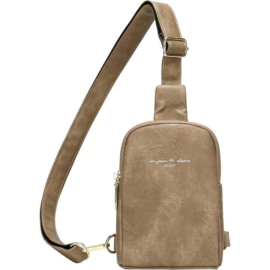 Local Delivery INICAT Travel Small Sling Bag Leather Crossbody Bags For Women Fanny Packs Cross Body Bag For Woman Cross Body Purses - Khaki - View 1