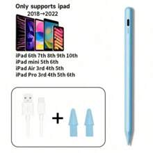 1 pieza Bolígrafo de lápiz táctil de aleación de aluminio blanco con 2 puntas, compatible con iPad Pro, Air, Mini, bolígrafo capacitivo para dibujar compatible con tabletas Apple actualizadas después de 2018