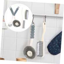 4-Piece Multi-Size Nylon Cleaning Brush Set, Modern Assorted Colors Ergonomic Handle Non-Scratch For Kitchen Bathroom Shoe Cleaning Including Dish Brush Cup Brush Scrub Brush - Ideal For Home Cleaning Spring Cleaning [ Kitchen Cleaning Brush, Dish Brush]
