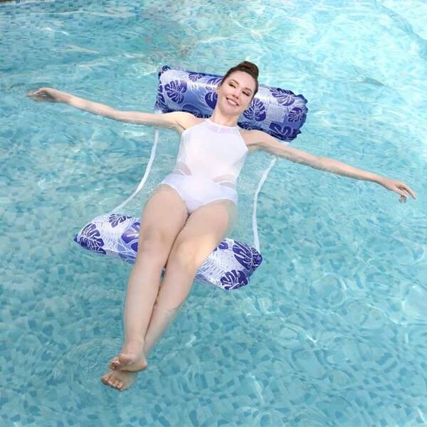 1 pieza Hamaca inflable y plegable, cama flotante conveniente para piscina apta para adultos, actividades de piscina/playa, regalo ideal