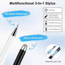 Stylus Pens For Touch Screen 2 In 1 Universal Stylus High Sensitivity Surface Pen With Extra 6 Tips For All Tablet Touch Screens  IPad Pro Android Tablets Chromebook - White/Black/Silver - 查看 2